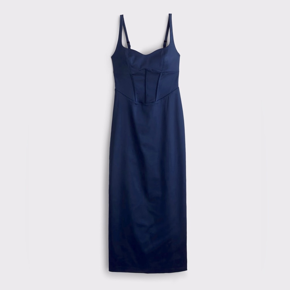 NWT Abercrombie Midnight Navy Corset Midi Dress Small